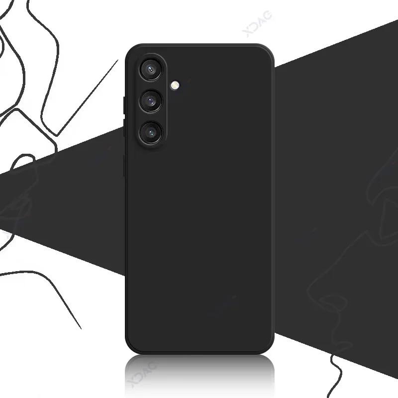 Coques Carrées de Luxe en Silicone Liquide pour Samsung S24 Plus Ultra SamsungS24 S24Plus S24Ultra 5G 360 Protection Douce Boîtier