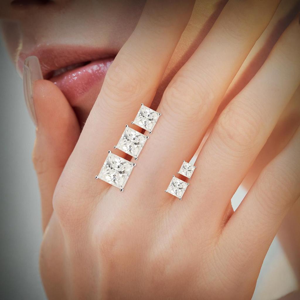 7MM MOISSANITE Square Princess Stud Earrings Unisex 925 Silver Passes Tester