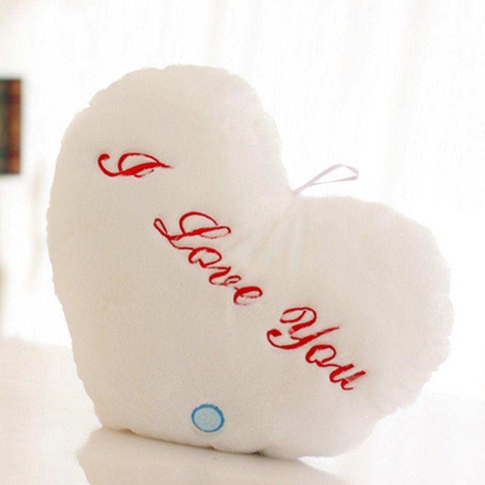 I LOVE U Heart Plush Pillow PP Cotton Stuffed Back Cushion Led Light Heart Pillow  Home Decorative