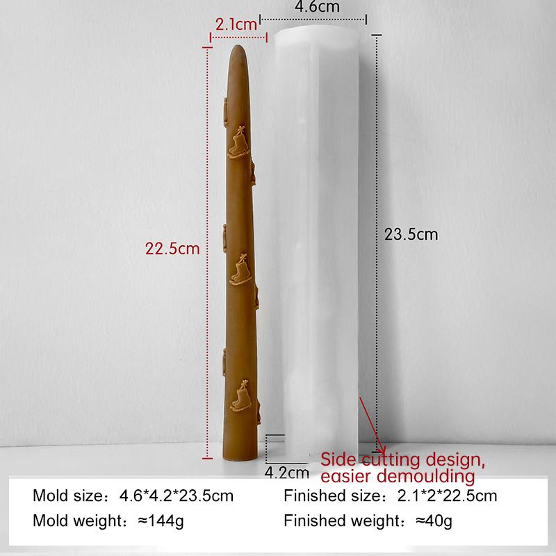 Gör-det-själv Lång Stång Julgran Silikon Ljusform Handgjort Aromljus Lång Stång Reliefform Julljustillverkningsmaterial