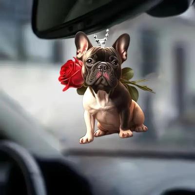 Neu Acryl Flache Nette Hund Auto Anhänger Rucksack Zubehör Hause Dekoration Anhänger Keychain Anhänger