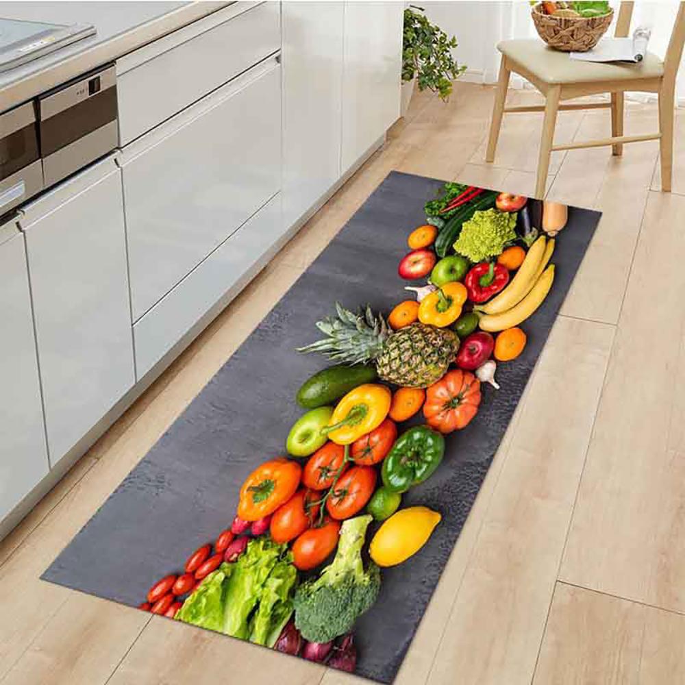 Kitchen Fruit And Vegetable Oil-Absorbing Carpet Entry Anti-Slip Mat, Home Long Strip Dirt-Resistant Blanket, Home Decor
