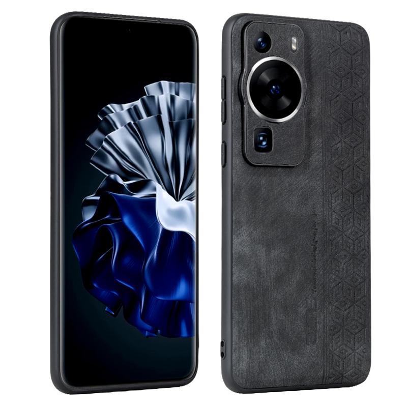 AZNS Back Shell for Huawei P60/P60 Pro Imprinted PU Leather Coated TPU Cover Phone Case