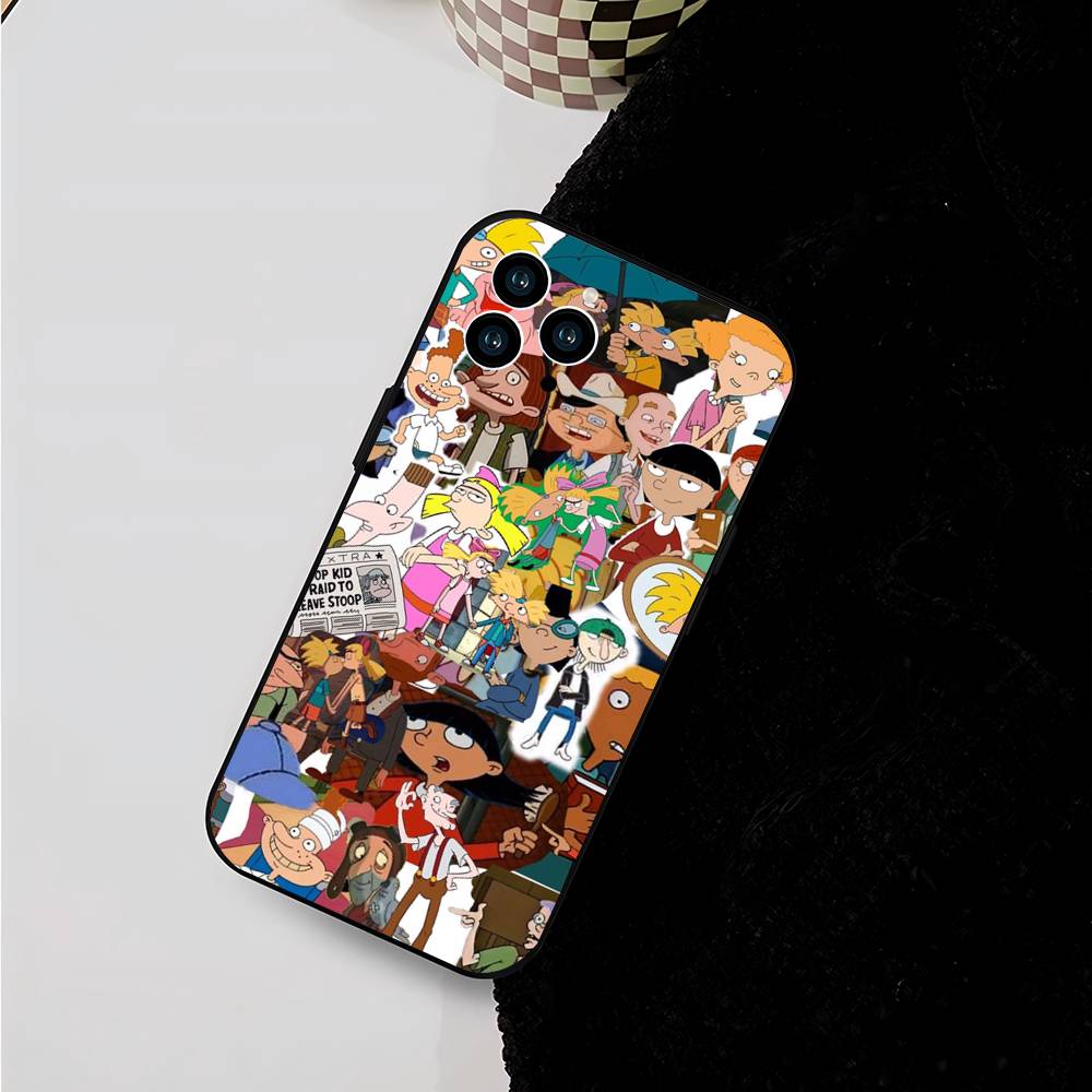 Hey Arnolds for iPhone 15 16 14 Plus 13 12 11 17 Pro Max 17 Air Black Soft Phone Cover