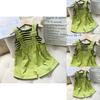 Stylish Summer Girls Two Piece Outfit Set With Trendy Sleeveless Top And Striped Adjustable Suspenders