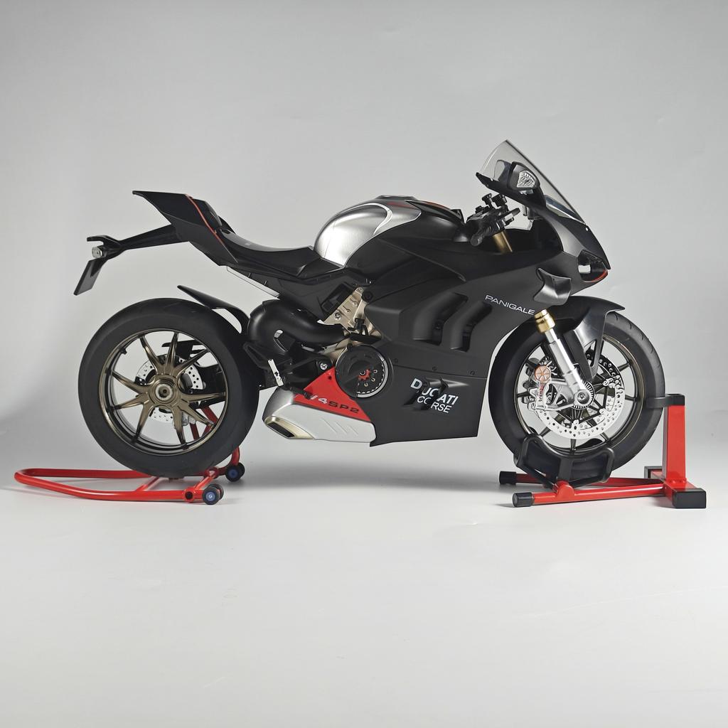 1/6 Ducati V4SP2 Rennmotorrad Legierung Druckgussmodell Dynamischer Kupplungsornament Spielzeug für Jungen Geburtstagsgeschenk für Freunde