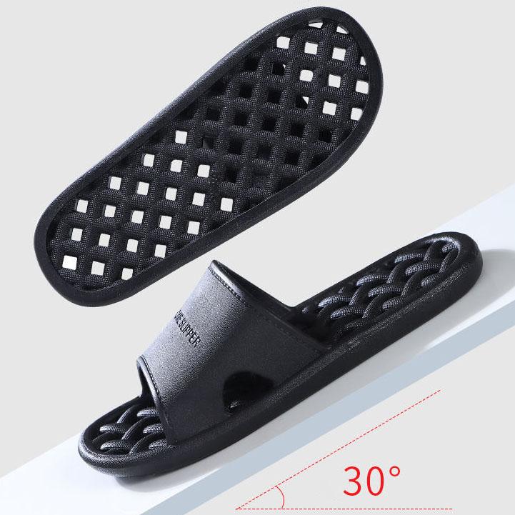 Мужские однотонные нескользящие дезодорирующие тапочки на плоской подошве для ванной — фото 3