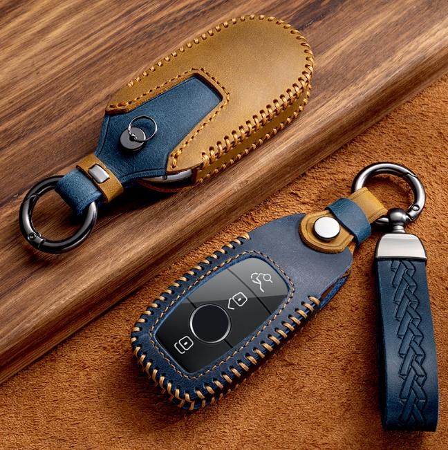 Leder Auto Schlüsselhülle Etui für Mercedes benz A C E S G Klasse GLC CLE CLA GLB GLS W177 W205 W213 W222 X167 AMG Halter