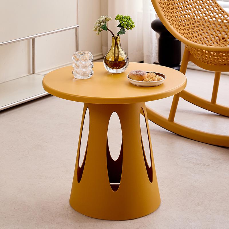 Colorful Hollow Side Table, Modern Minimalist Round End Table, Multifunctional Living Room Accent Furniture for Home Decor