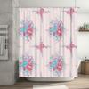 Beautiful Pink Blue Floral Print Shower Curtain Set Bathroom Decor Waterproof Fabric for Bathrooms