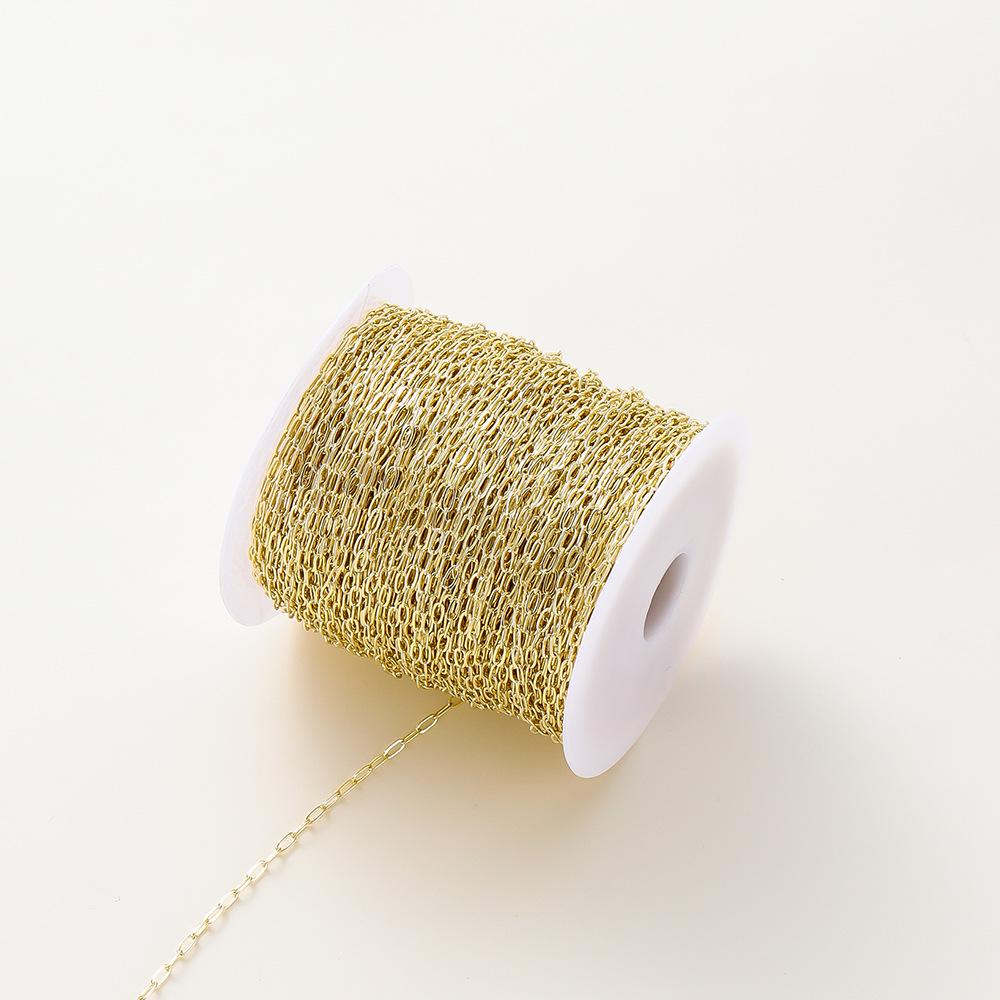 14k/18k pozlacený měděný řetízek s dlouhou životností barvy, masivní obdélníkový článek, pro výrobu DIY šperků, náhrdelníků