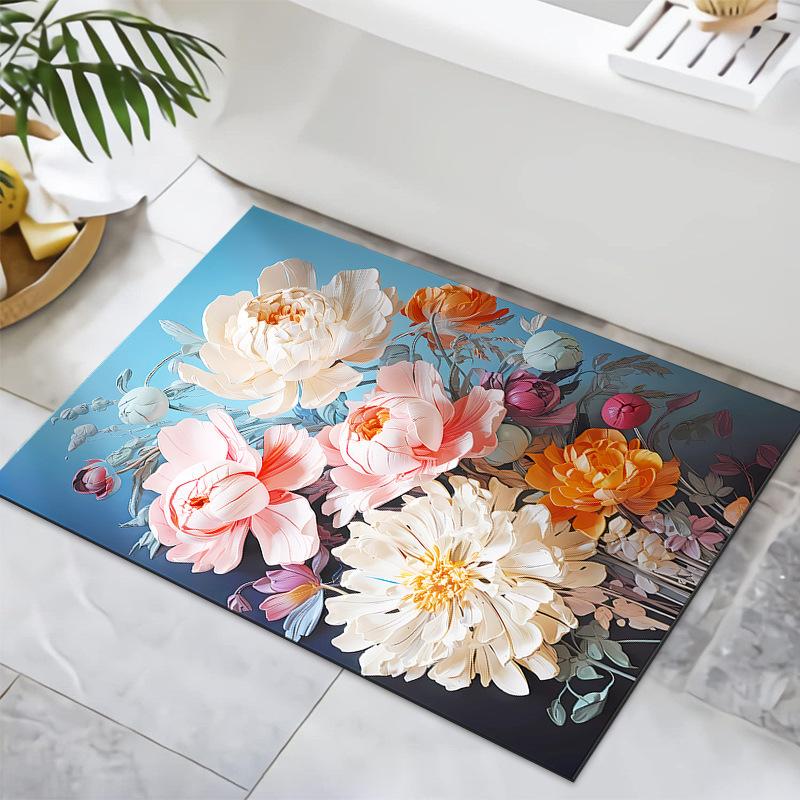3D Visual Flower Diatom Mud Floor Mat Bathroom Floor Mat Entrance Door Mat Bathroom Absorbent Foot Mat