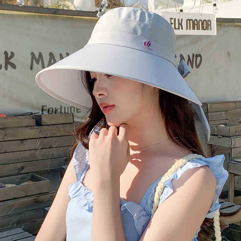 

Big brim sunscreen hat 2025 new summer ponytail sunshade bucket hat UV protection sun hat Adjustable
