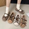 Fleece Round Head Gentle Wind Bow Flat Cotton Shoes Fluffy Shoes Women's Autumn and Winter 2025 French Warm New Sweet