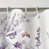 1-Pack Pastel Floral Cosmos Shower Curtain - Purple and Lavender Ombre Botanical Print Polyester Fabric, Hooks, Machine Washable