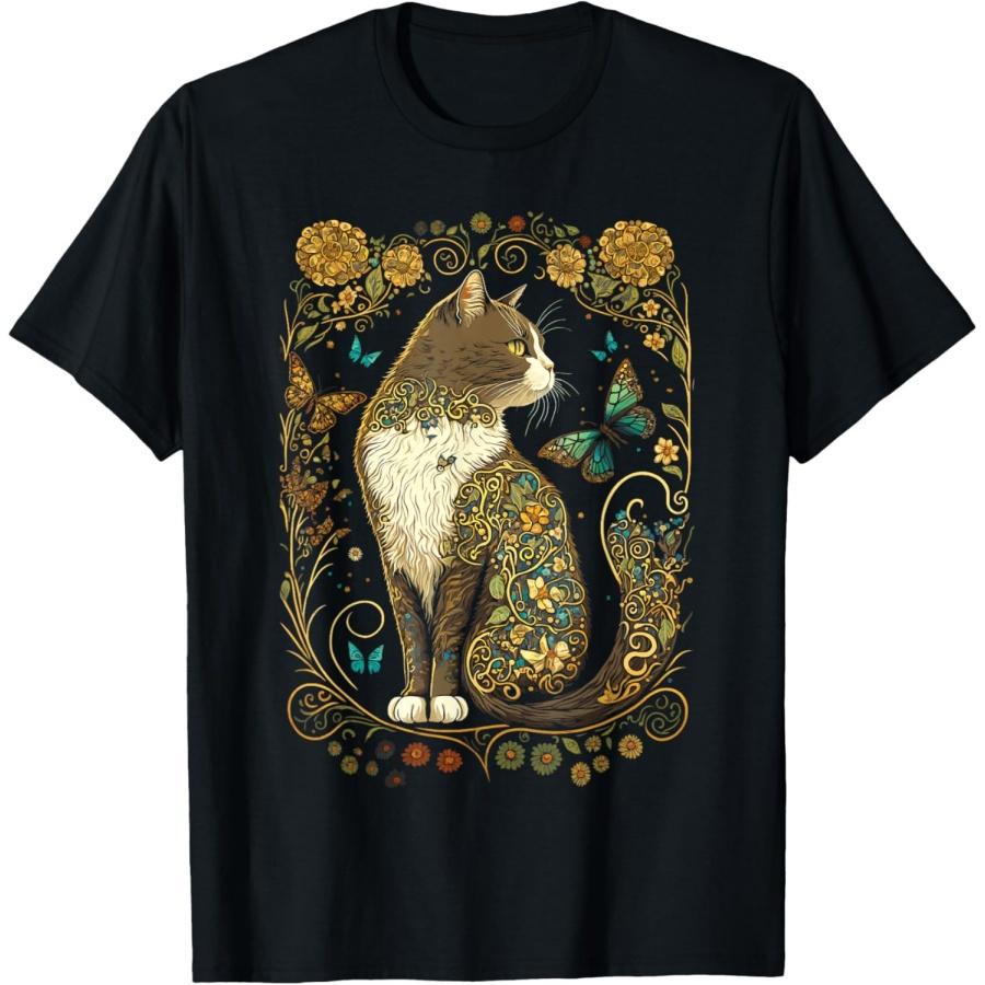 Cottagecore Cat Aesthetics Garden Nature Lover Women T-Shirt