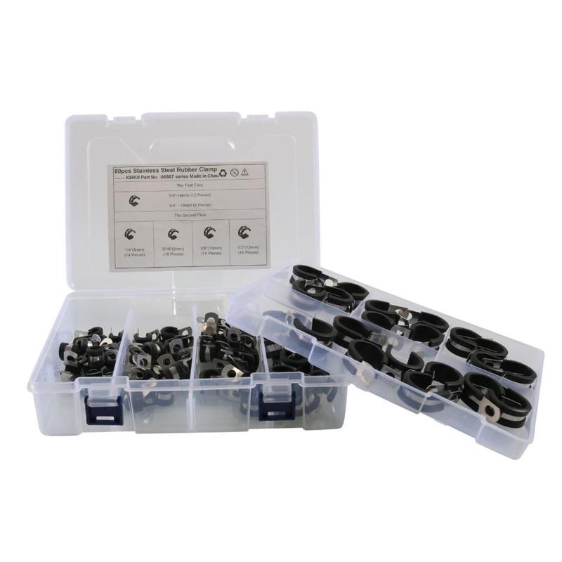 Upgraded Wire Clamps Assortment Kit Stainless Steel 304 Rubber Cushion Cable Clamps Pipe Clamp Set for Wiring Lines