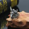 Adjustable Sterling Goat Head Pentagram Ring Men Women Vintage Punk Statement Jewelry