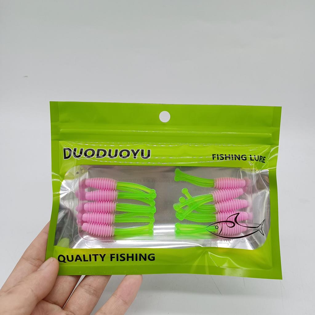 DUODUOYU 10PCS Mini Soft Fishing Lures 1.2g/50mm Double tailed Jigging Wobblers Artificial Swimbaits For Bass Carp Tackle