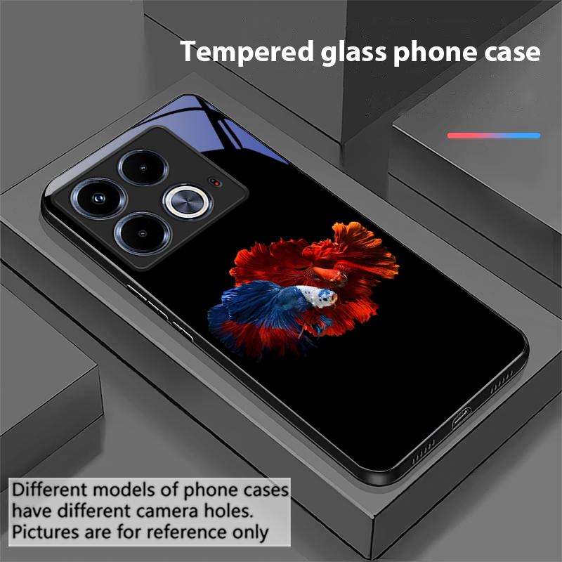 Colorful Cute Fish For Infinix Note 40 4G 30i 12 96 Smart 8 Hot 9 Play 10 11S 12 20i 50 Pro Plus 5G Tempered Glass Phone Case