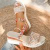 Summer Beach Vocation Bohemian Sandals Woman Wedge Heels Colorful Woven Platform Slippers Women Plus Size 43 Sandalias De Mujer