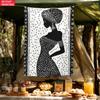 Black And White African Woman Silhouette Wall Tapestry Modern Art Decor 2D Flat Printing