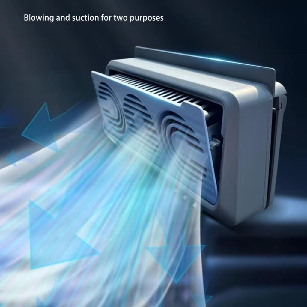Car Solar Powered Exhaust Fan Car Window Exhaust Fan 180° Vehicle Ventilation Fan Car Radiator Fan Cooler Ventilation System with Three (Gray-Blue)