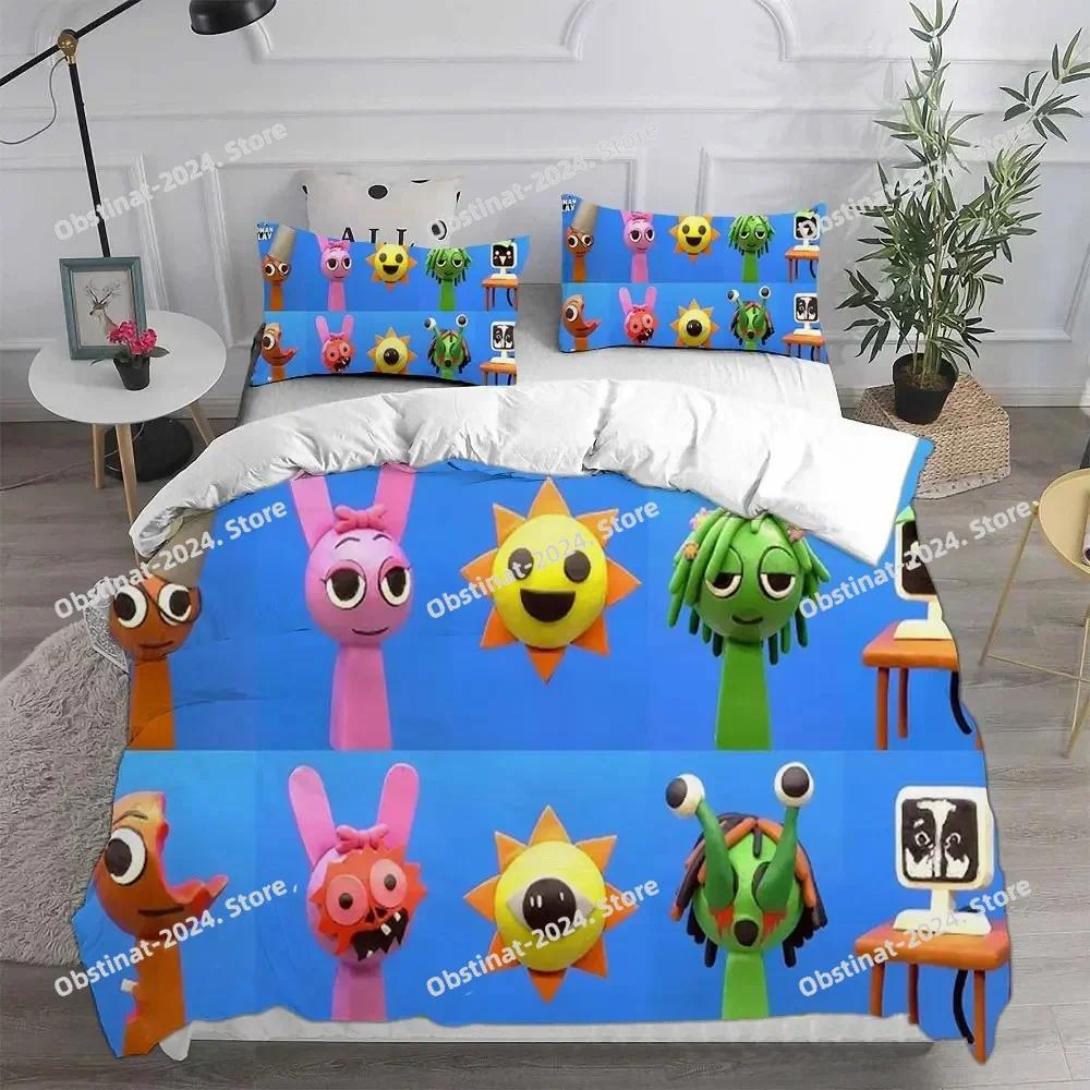 New 3d Print Game Sprunki Bedding Set Printed Bed Set With Pillowcase Bed Duvet Cover Soft Single Double Queen Super King Size
