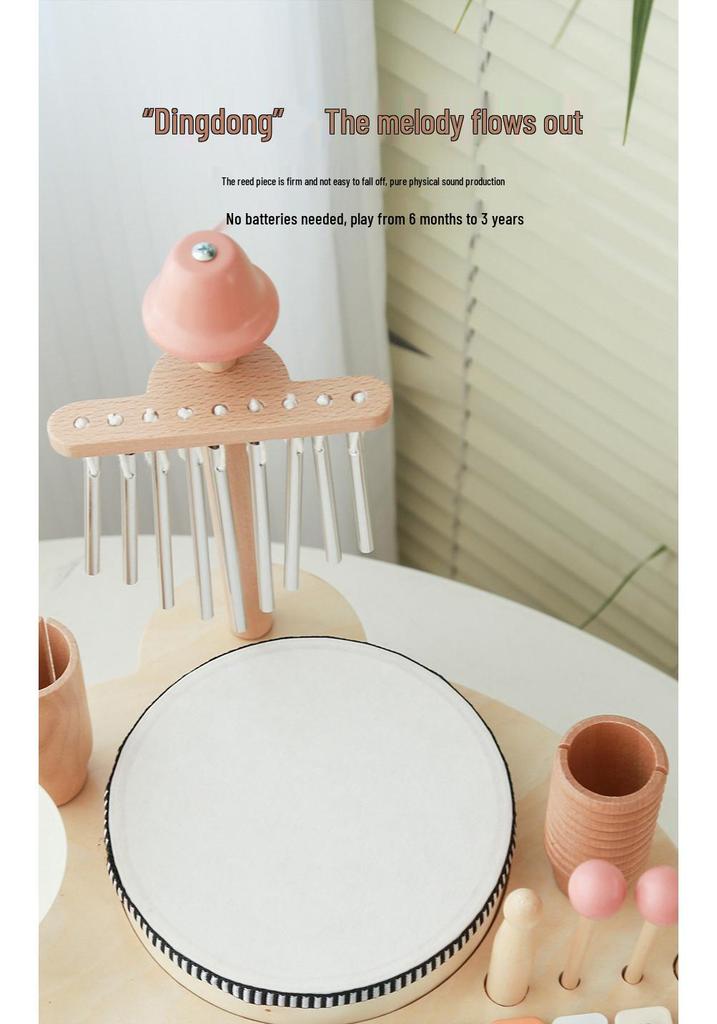 Multifunctional Wooden Drum & Music Shelf: Educational Baby Toy for Early Music Development