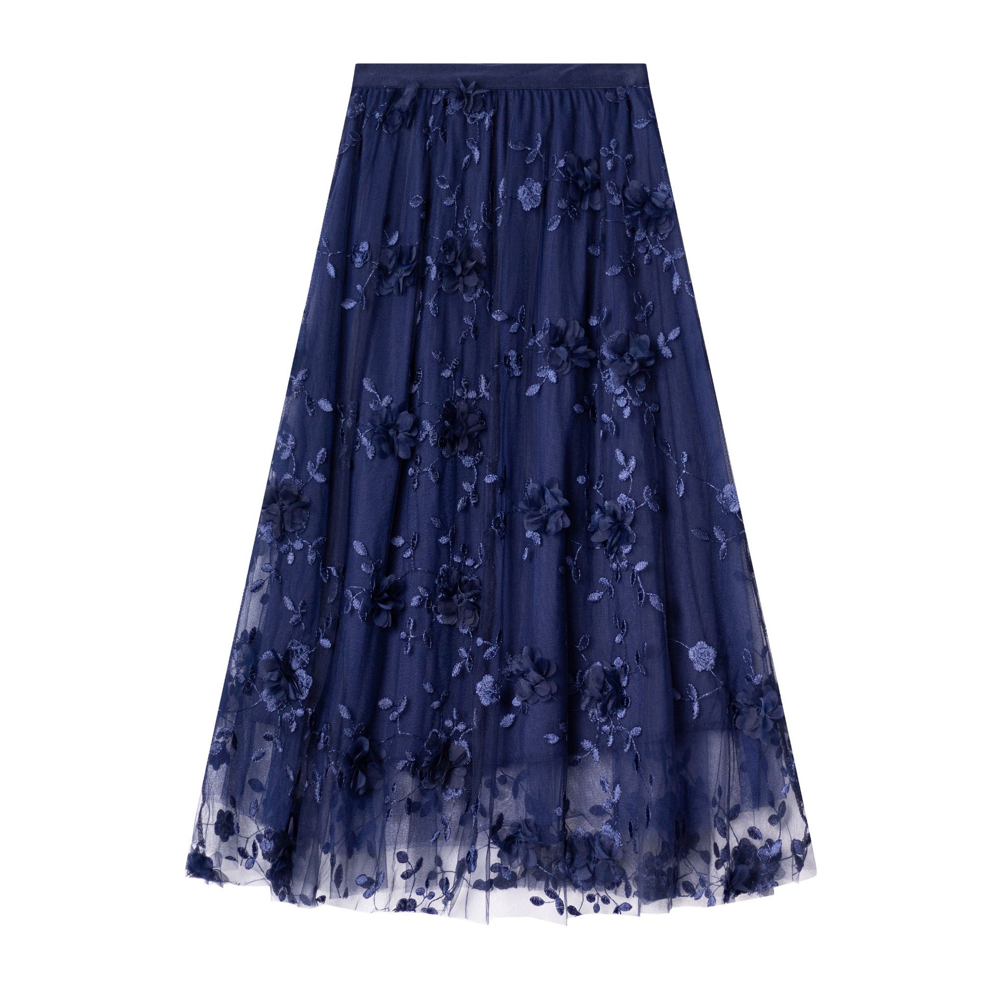 

2025 весна и лето новая высокая талия и тонкая двухслойная юбка с большим маятником трехмерный цветок юбка средней и длинной феи газовая юбка One Size