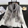 Luxury Women Hijab Shiny Lace Scarf Silk Soft Wool Shawls And Wraps Embroidery Flower Thin Scarves Foulard Female Bufanda New