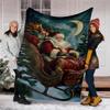 Christmas Santa Claus Theme Printed Blanket - Perfect for Couch, Bed, Travel & Outdoor Use | Machine Washable, Cozy & Durable.