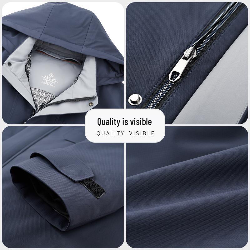 Men's Mid-Length Hooded Detachable Down Jacket - Thick, Warm Outerwear
