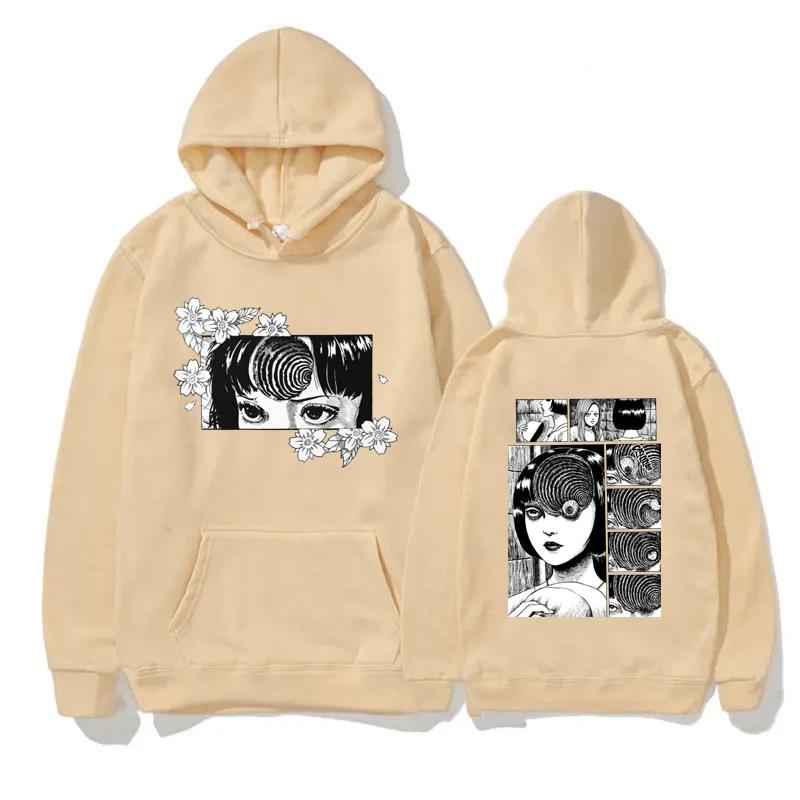 Japanese Anime Printed Hoodie Men Women Harajuku Retro Round Neck Long Sleeve Pullover Autumn Winter Fleece Sweatshirts