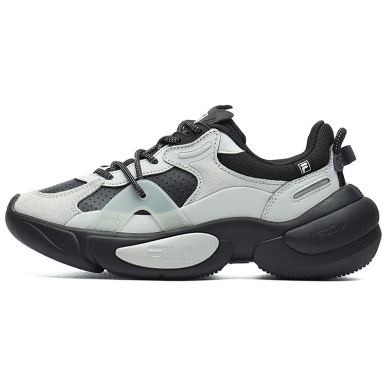 FILA Cloud Leather And Suede Sports Comfort Shock Absorption Wear Resistant Low Top Dad Shoes Women sneaker Black F12W211110FBV