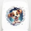Creative Cute Dog Breaking Through Wall Waterproof Self Adhesive Toilet Lid Sticker Bathroom Home Decor