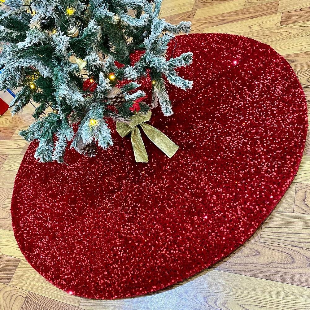Christmas Tree Skirt with Small Sequins Mini Xmas Tree Skirts Small Tree Skirt for Home Party Holiday Indoor Outdoor Decorations