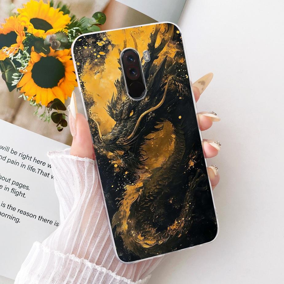 Para Xiaomi Pocophone F1 Funda Lujo Lazo Flores Pintadas Cubierta 6.18'' Suave TPU Funda para Teléfono Para Xiaomi Poco F1 PocoF1 Fundas Bumper