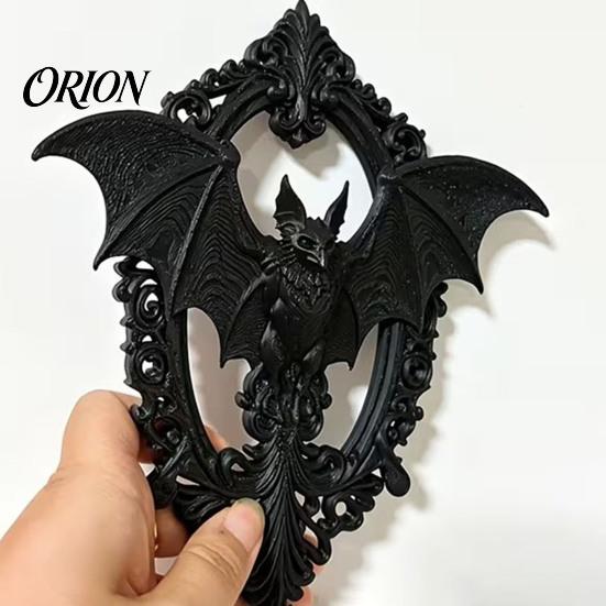 Dark Aesthetic Room Decor 3D Printed Gothic Bat Wall Hanging Decor, Vintage Frame Art, Detailed Wing Art Sculpture for Halloween Home Living