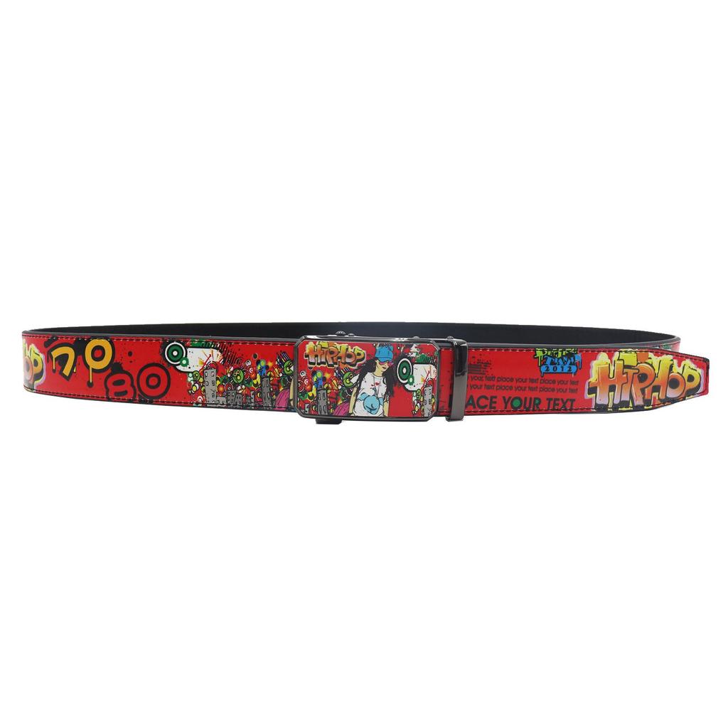 Originaler Lässiger Ledergürtel mit Graffiti-Print - Y2K-Stil, Vielseitiges Europäisch-Amerikanisches Design