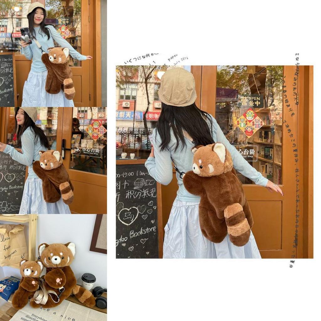 Cartoon Guli Guli Small Plush Panda Backpack With Adjustable Straps For Daily Use