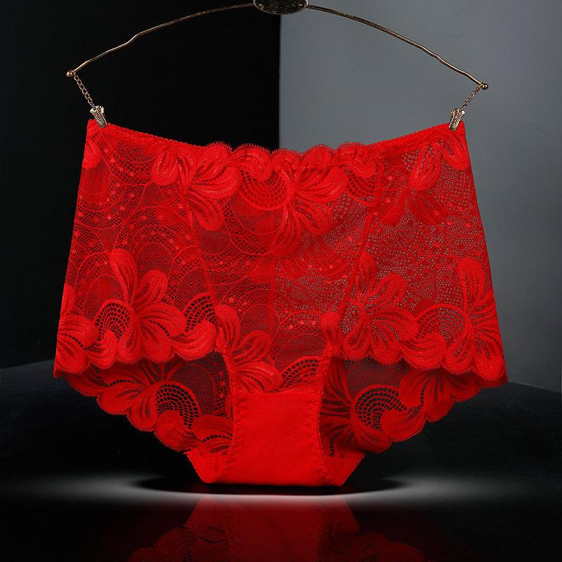 Large size Panties Sexy Lace underpants Large size Hollow out Cotton crotch briefs High waist boyshorts