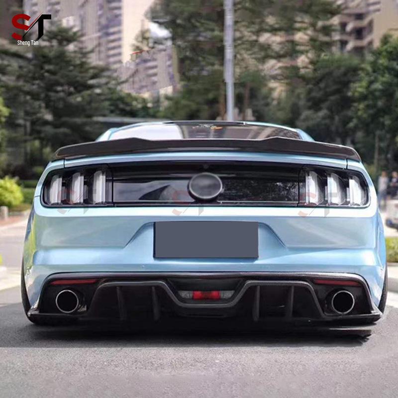 Rear Diffuser for 15-17 Ford Mustang AC Style Carbon Fiber Dual Exhaust Bumper Lip Kit