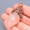 Fancy Natural Rose Quartz Rough Copper Best Sisters Gift Trendy Pendant Jewelry V-5
