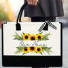 Personalized Sunflower Tote Bag Floral Gift for Mom Teacher Grandma Sunflower Lovers Birthday Bridal Shower Honeymoon Trip Gift