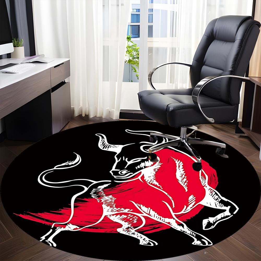 1pc Bull Symbol Chair Carpet for Office, Indoor Non-Slip Polyester Fiber Carpet,  Machine Washable, Durable Construction yy251205113