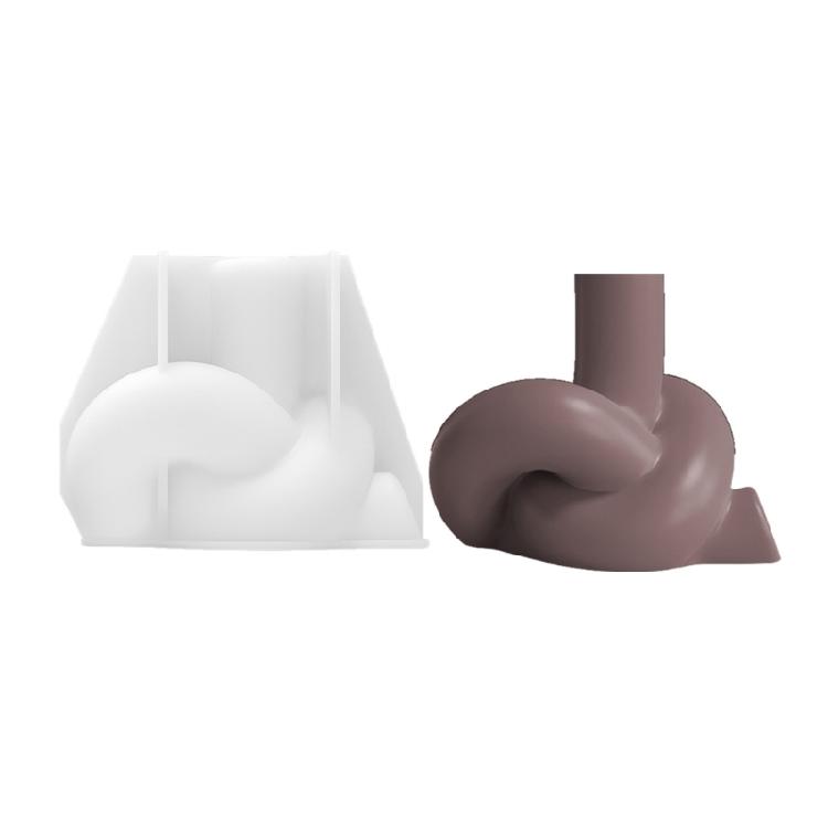 Silicones Candle Holders Molds With Unique Rope Knot Design Tapered Candlestick Making Mould For Handmade Gift And Craft