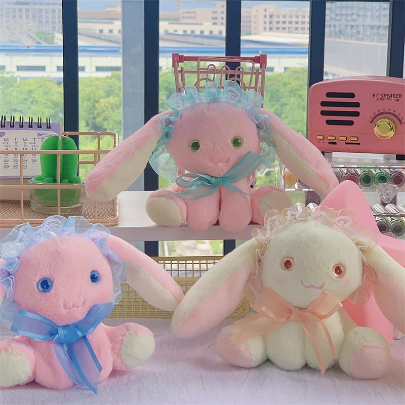 Adorable Bow Bunny Plush Toy Cute Dog Doll Backpack Pendant Keychain Stuffed Animal