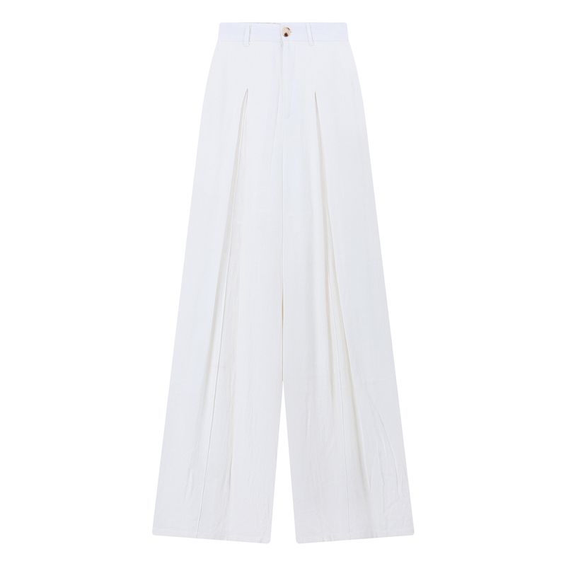 Kumikumi Casual White Suit Halterneck Vest Female Summer High Waist Drape Slim-Fit Wide-Leg Pants Two-piece Set