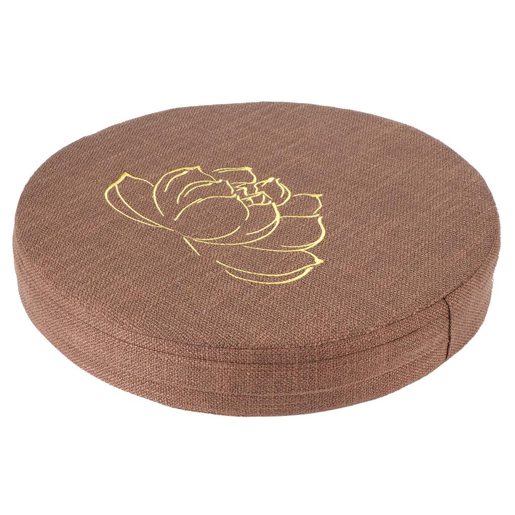 Embroidery Linen Cushion Thickened Round Straw Yoga Mat Home Balcony Seating CushionBrown #1